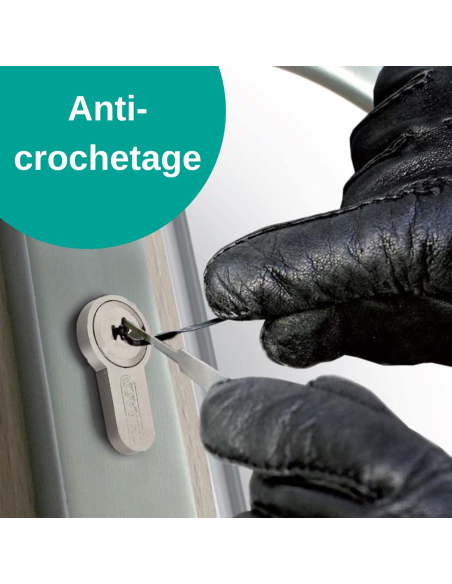 Verrou à bouton Universel pour porte d'entrée, cylindre 45mm, acier, 4 clés, epoxy noir - THIRARD FBA