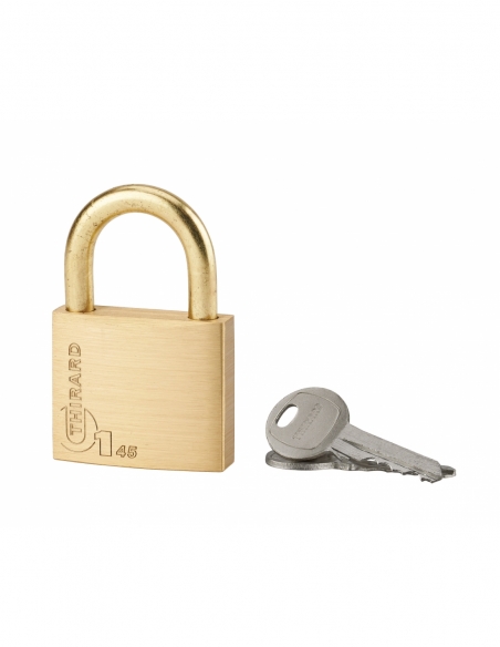 Cadenas à clé Type 1, laiton, extérieur, anse acier, 45mm, 2 clés - THIRARD FBA