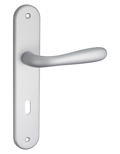 Ensemble de poignées pour porte de chambre Goccia trou de clé, carré 7mm, entr'axes 195mm, chromé satin - THIRARD FBA