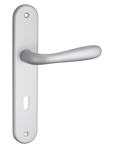 Ensemble de poignées pour porte de chambre Goccia trou de clé, carré 7mm, entr'axes 195mm, chromé satin - THIRARD FBA