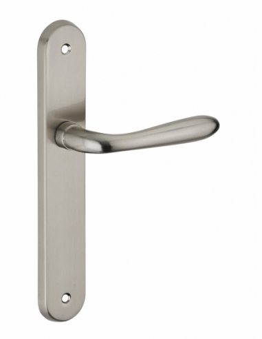 Ensemble de poignées pour porte intérieure Athena sans trou, carré 7mm, entr'axes 195mm, nickelé brossé - THIRARD FBA