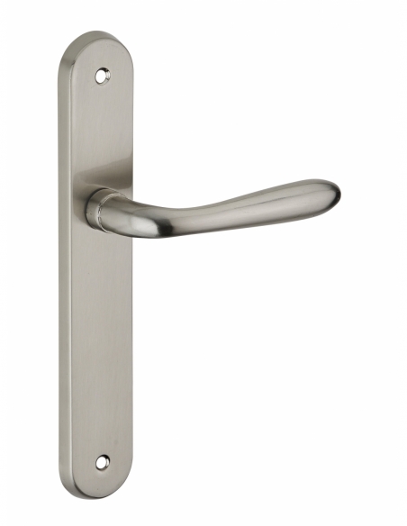 Ensemble de poignées pour porte intérieure Athena sans trou, carré 7mm, entr'axes 195mm, nickelé brossé - THIRARD FBA