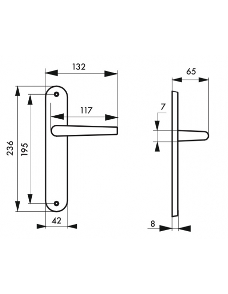 Ensemble de poignées pour porte intérieure Athena sans trou, carré 7mm, entr'axes 195mm, nickelé brossé - THIRARD FBA