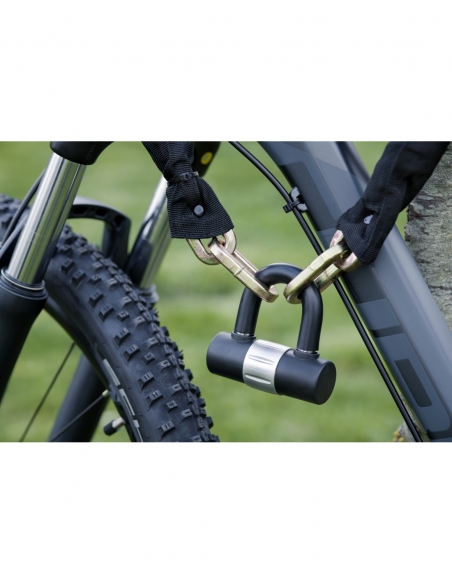 Chaîne acier gainé nylon Loops, vélo, moto, barrières, 0.9m, noir, cadenas, 2 clés - THIRARD FBA