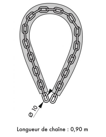 Chaîne acier gainé nylon Loops, vélo, moto, barrières, 0.9m, noir, cadenas, 2 clés - THIRARD FBA