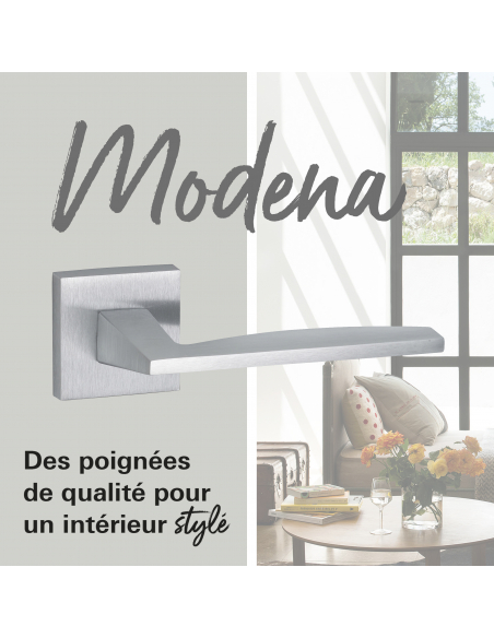 Paire de béquilles Modena pour porte, carré 7mm, chromé satiné - THIRARD FBA