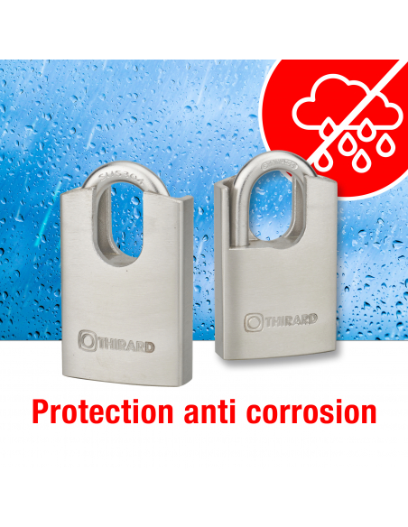 Cadenas à clé Marinox, inox, extérieur, anse protégée inox, 60mm, 2 clés - THIRARD FBA