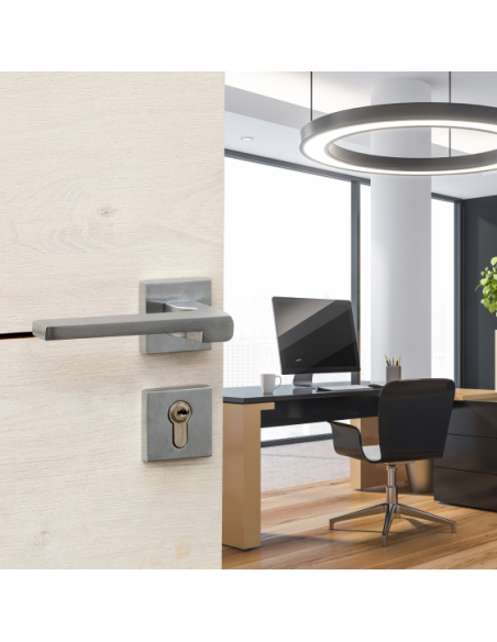 Paire de béquilles Ginevra pour porte, carré 7mm, chromé satiné - THIRARD FBA