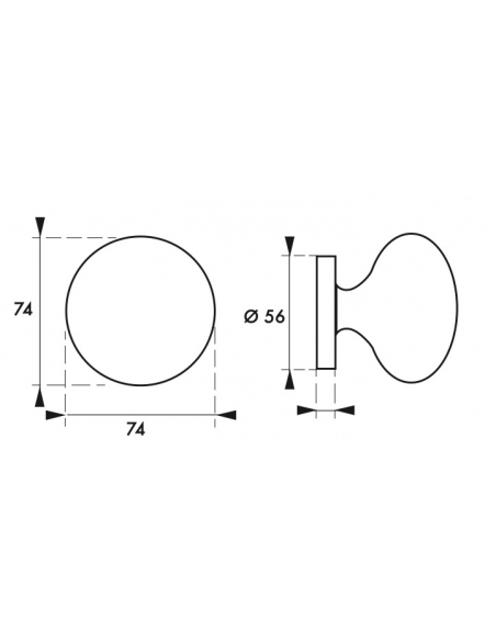 Bouton ovale décoratif, Ø74mm, base Ø56mm, laiton poli - THIRARD FBA