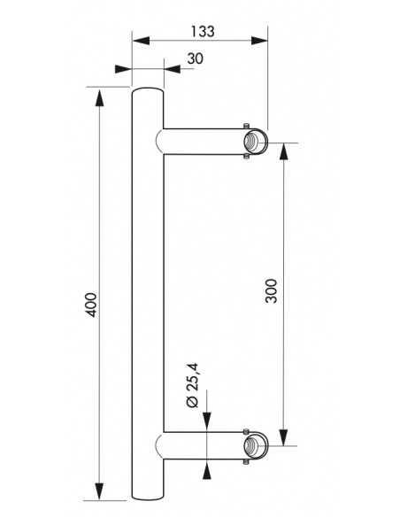 Paire de poignée pour porte battante, inox, entr'axe 400mm - THIRARD FBA