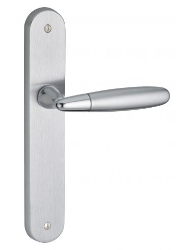 Ensemble de poignées pour porte intérieure Mirella2 sans trou, carré 7mm, entr'axes 195mm, chromé brillant/satiné - THIRARD FBA