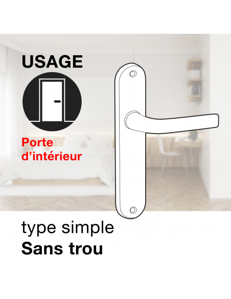 Ensemble de poignées pour porte intérieure Mirella2 sans trou, carré 7mm, entr'axes 195mm, chromé brillant/satiné - THIRARD FBA