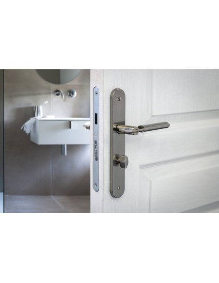 Serrure encastrable magnétique à condamnation pour salle de bain et toilette, axe 40mm, bouts ronds - THIRARD FBA