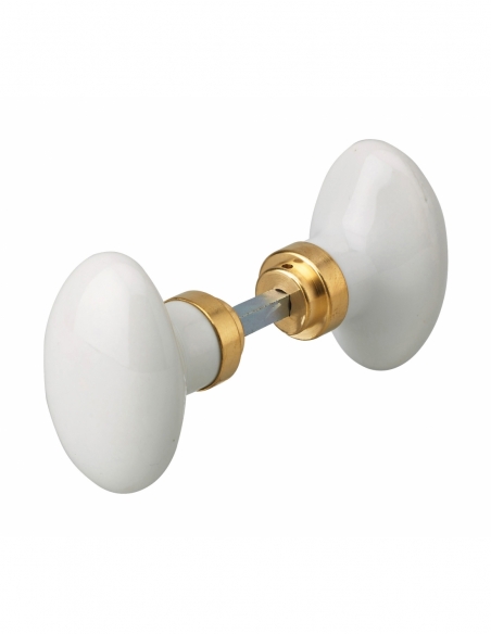 Paire de boutons pour porte, carré 6mm avec fourreau adaptateur carré 7mm, 2 portées, porcelaine, blanc - THIRARD FBA