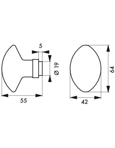 Paire de boutons pour porte, carré 6mm avec fourreau adaptateur carré 7mm, 2 portées, porcelaine, blanc - THIRARD FBA