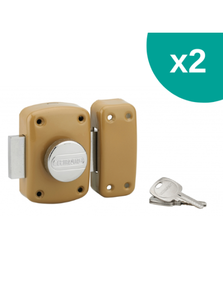 Lot de 2 verrous à bouton 2310 pour porte d'entrée, bronze, 3 clés/verrou - THIRARD FBA