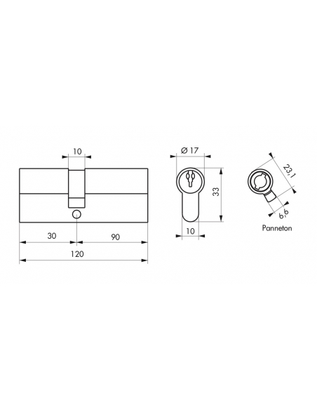 Cylindre de serrure double entrée STD UNIKEY (achetez-en plusieurs, ouvrez avec la même clé), 30x90mm, 3 clés, nickelé - THIR...
