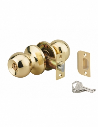 Serrure horizontale tubulaire en applique double entrée pour porte d'entrée, axe réglable, doré, 3 clés - THIRARD FBA