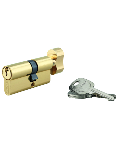 Cylindre STD à bouton 40B x 50 mm anti-arrachement, laiton, 3 clés - THIRARD Cylindre de serrure