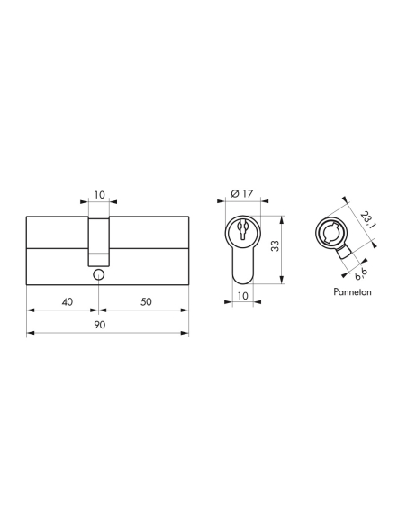 Cylindre STD double entrée, 40 x 50 mm anti-arrachement, blanc, 3 clés - THIRARD Cylindre de serrure