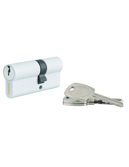 Cylindre STD double entrée, 40 x 40 mm anti-arrachement, blanc, 3 clés - THIRARD Cylindre de serrure