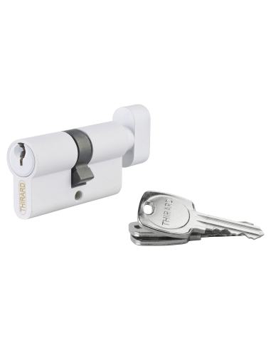 Cylindre STD à bouton 30B x 30 mm anti-arrachement, blanc, 3 clés - THIRARD Cylindre de serrure