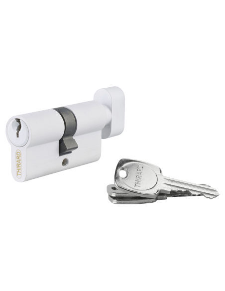 Cylindre STD à bouton 30B x 30 mm anti-arrachement, blanc, 3 clés - THIRARD Cylindre de serrure