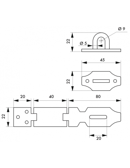 Porte-cadenas à recouvrement pour coffre et porte, acier, 120mm, zingué - THIRARD Porte cadenas