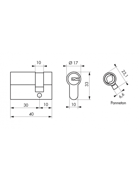 Demi-cylindre de serrure Trafic 12, 30x10mm, laiton, anti-arrachement, anti-perçage, anti-casse, 5 clés - THIRARD Cylindre de...