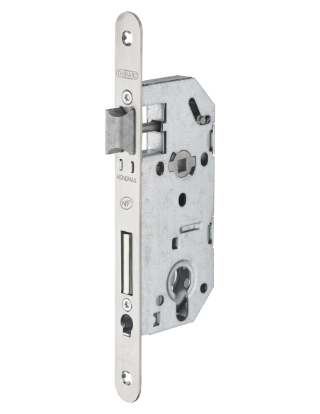 Serrure encastrable Monomax NF pour cylindre européen, axe 40mm, bouts ronds, têtière inox - THIRARD Serrures encastrables