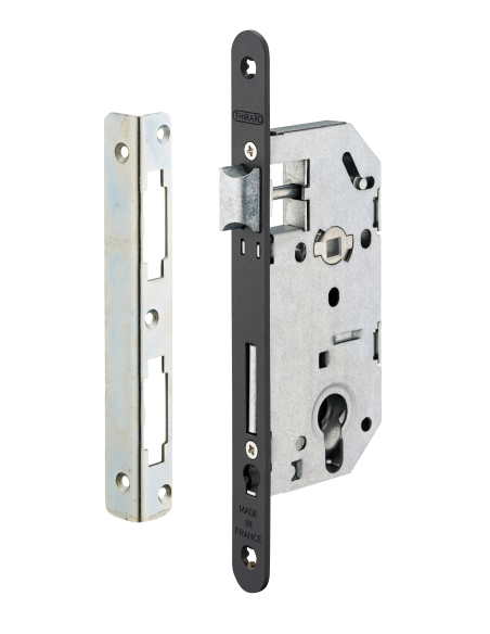 Serrure encastrable Monomax NF pour cylindre européen, axe 40mm, bouts ronds, têtière affleurante gauche - THIRARD Serrure En...