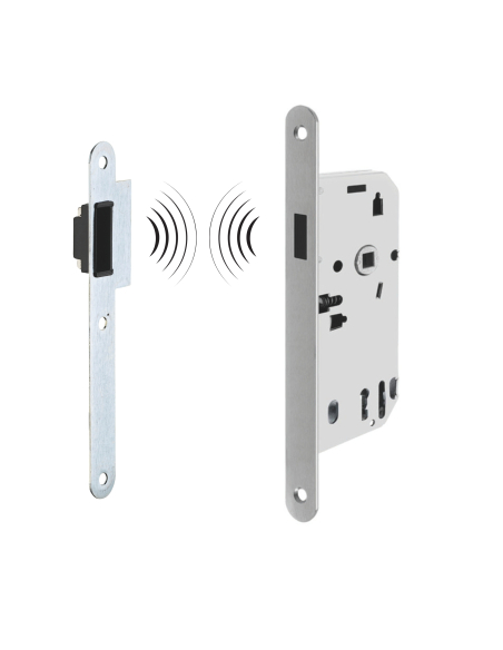 Serrure magnétique encastrable pour porte intérieure, axe 50mm, bouts ronds, fer satiné - THIRARD Serrures encastrables