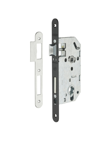 Serrure encastrable Monomax NF pour cylindre européen, axe 45mm, bouts ronds, têtière noire - THIRARD Serrures encastrables