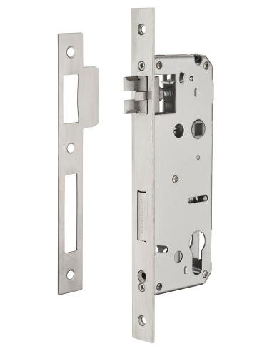 Serrure encast. Intelock trou cylindre pour poignées connectées, inox, axe50mm, entr'axes85mm, carré8, révers - INTELOCK Serr...