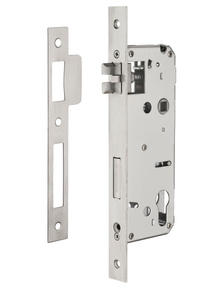 Serrure encast. Intelock trou cylindre pour poignées connectées, inox, axe50mm, entr'axes85mm, carré8, révers - INTELOCK Serr...