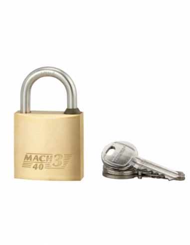 Cadenas à clé Mach 3, laiton, extérieur, anse acier, 40mm, 2 clés - THIRARD Cadenas à clé