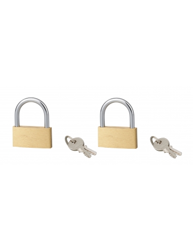 Lot de 2 cadenas BASIC à clé, base 32 mm, anse acier, s'entrouvrant, 2 clés/cad. - SP Cadenas à clé