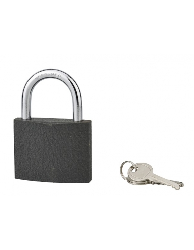 Cadenas ACERA gris à clé, base 75 mm, anse acier cémenté, 3 clés - SP Cadenas à clé