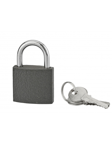 Cadenas ACERA gris à clé, base 40 mm, anse acier cémenté, 3 clés - SP Cadenas à clé