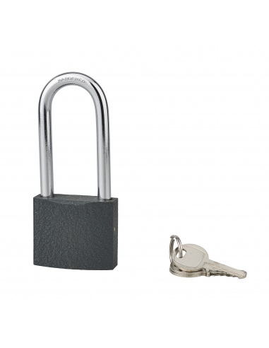 Cadenas ACERA gris à clé, base 50 mm, anse 1/2 haute 72 mm, anse acier cémenté, 3 clés - SP Cadenas à clé