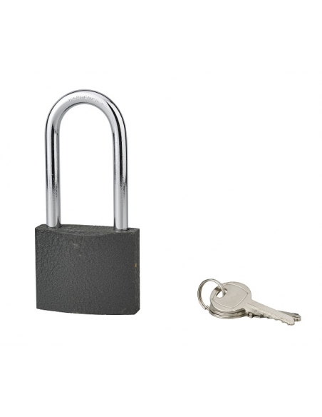 Cadenas ACERA gris à clé, base 60 mm, anse 1/2 haute 79 mm, anse acier cémenté, 3 clés - SP Cadenas à clé