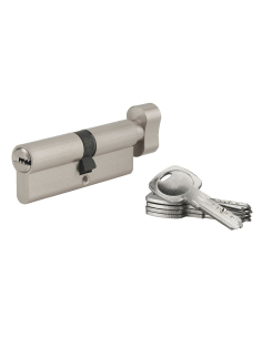 Cylindre de serrure à bouton 5G, 45Bx50mm, nickel, anti-arrachement, 5 clés - SP Cylindres à bouton