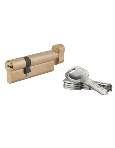 Cylindre de serrure à bouton 5G, 60Bx30mm, laiton, anti-arrachement, 5 clés - SP Cylindres à bouton