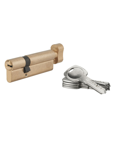 Cylindre de serrure à bouton 5G, 60Bx30mm, laiton, anti-arrachement, 5 clés - SP Cylindres à bouton