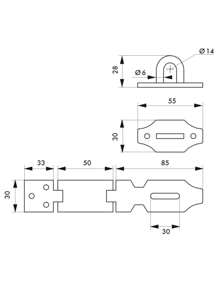Porte cadenas, recouvrement acier 140mm - THIRARD Porte cadenas