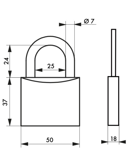 Cadenas à clé, extérieur, alu, 50mm, anse acier nickelé, 2 clés - THIRARD Cadenas à clé