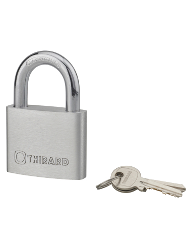 Cadenas à clé, extérieur, alu, 60mm, anse acier nickelé, 2 clés - THIRARD Cadenas à clé