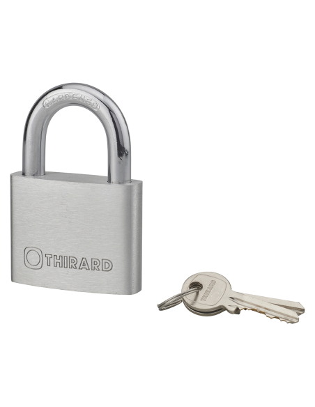 Cadenas à clé, extérieur, alu, 60mm, anse acier nickelé, 2 clés - THIRARD Cadenas à clé