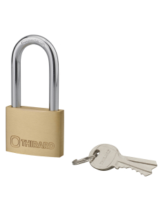 Cadenas à clé Type 1, laiton, intérieur, anse acier nickelé, 50mm, 2 clés - THIRARD Cadenas à clé