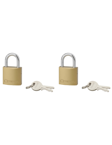 Lot de 2 cadenas TYPE 1, intérieur, 30mm, anse acier cémenté, 4 clés, s'entrouvrant - THIRARD Cadenas à clé